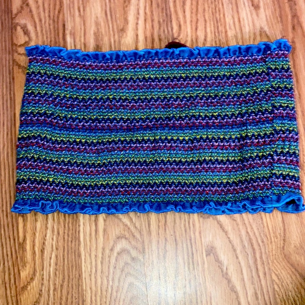 Colorful blue Jean crop top